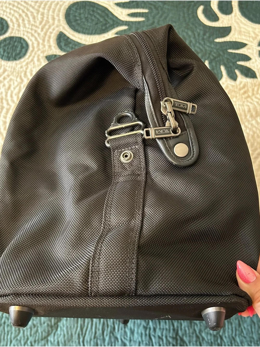 Authentic Tumi Black Men's Duffel Bag with Leather Trim